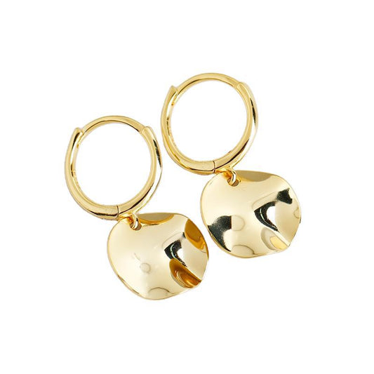 Irregular Disc Hoop Earrings