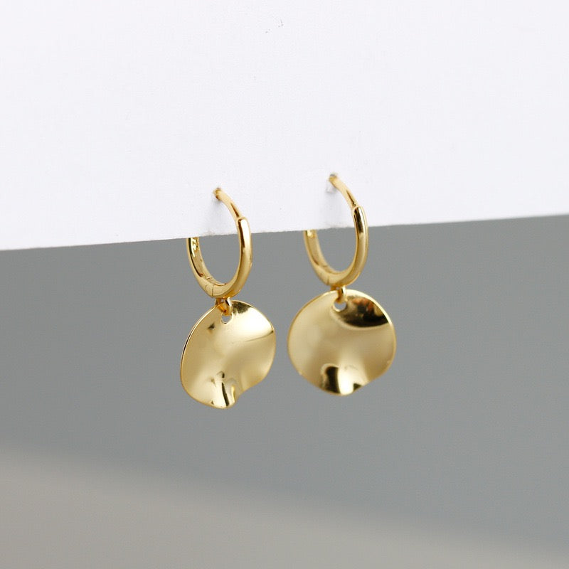 Irregular Disc Hoop Earrings