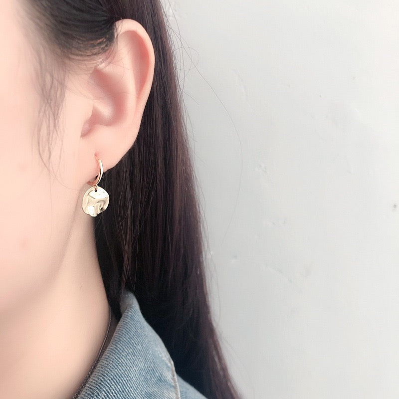 Irregular Disc Hoop Earrings