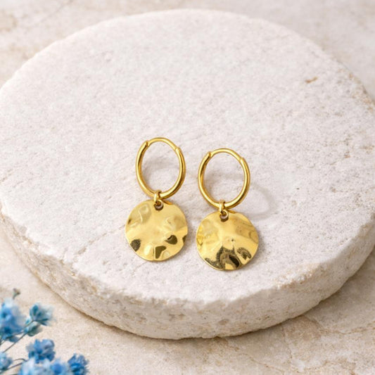 Irregular Disc Hoop Earrings