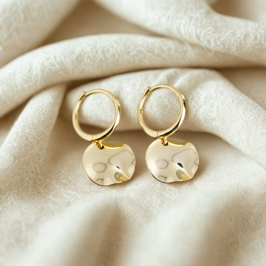Irregular Disc Hoop Earrings